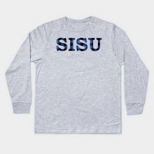 SISU Upper Peninsula Pride Blue Flannel Kids Long Sleeve T-Shirt